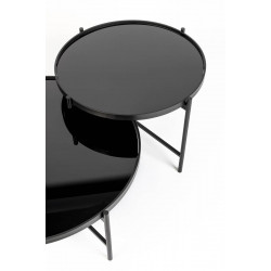 Table basse Li double plateaux miroir trempé noir - Boite à design