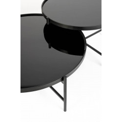 Table basse Li double plateaux miroir trempé noir - Boite à design