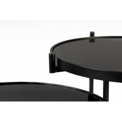 Table d'appoint Li double plateaux miroir trempé noir - Boite à design