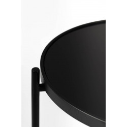 Table d'appoint Li double plateaux miroir trempé noir - Boite à design