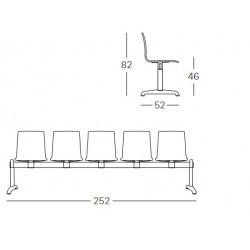 Banc de salle d'attente ignifugé Bench Alice 5 chaises - Scab design