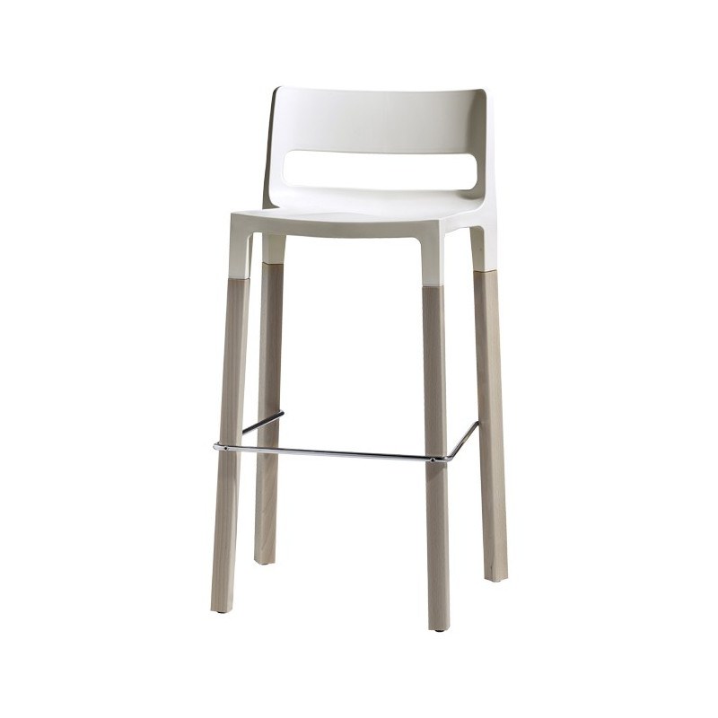 Tabouret de bar Natural Divo blanc et bois - Scab design Tabouret de bar Natural Divo blanc et bois - Scab design