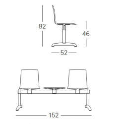 Banc d'attente ignifugé Bench Alice 2 chaises et 1 tablette - Scab design