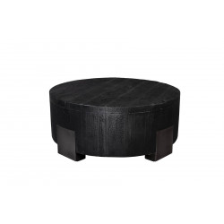 Table basse ronde COALS en acacia massif noir - Dutchbone