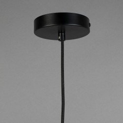 Suspension ronde métal noir et lin blanc 36 cm MING par Dutchbone