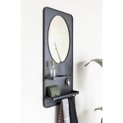 Miroir d'entrée avec étagère et rangement métal - Boite à design