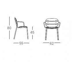 Lot de 2 chaises de jardin avec accoudoirs SiSi Bois