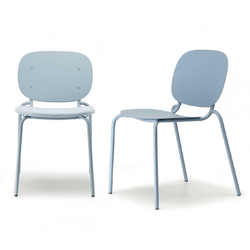 Lot de 2 chaises intérieur extérieur en métal Si-Si bleu