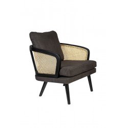 Fauteuil tissu et rotin naturel Manou - Dutchbone