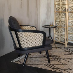 Fauteuil tissu et rotin naturel Manou - Dutchbone