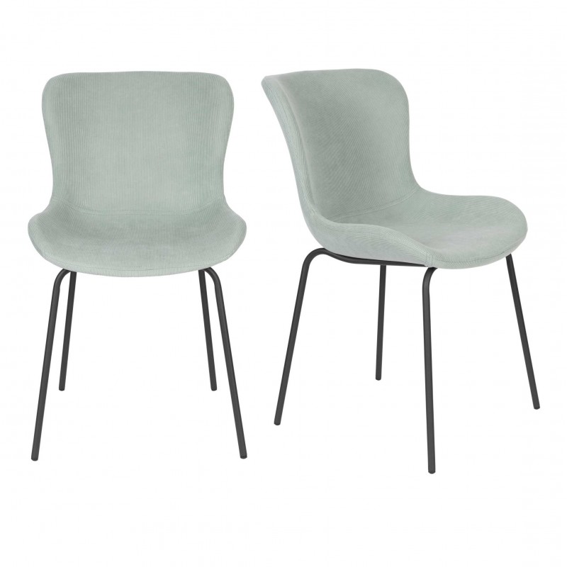 Lot de 2 - Chaise de salon en tissu Junzo vert pale Lot de 2 - Chaise de salon en tissu Junzo vert pale