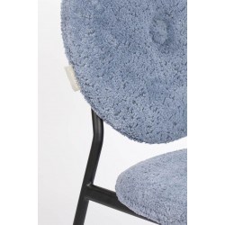 2 chaises en métal et tissu bleu velours Mist par ZUIVER