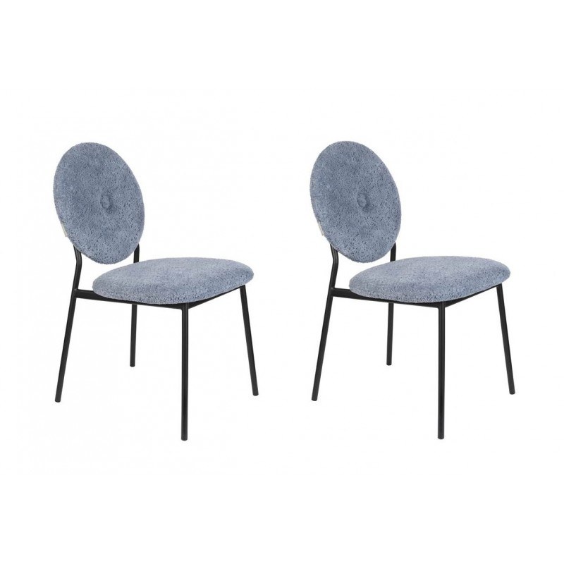 2 chaises en métal et tissu bleu velours Mist par ZUIVER 2 chaises en métal et tissu bleu velours Mist par ZUIVER