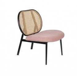 Fauteuil lounge SPIKE en canne de rotin et assise en tissu - Zuiver