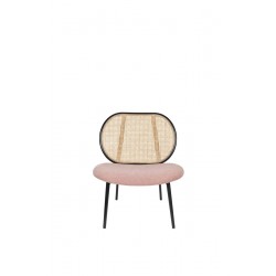 Fauteuil lounge SPIKE en canne de rotin et assise en tissu - Zuiver