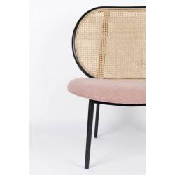 Chaise lounge SPIKE rose en canne de rotin et assise en tissu - Zuiver