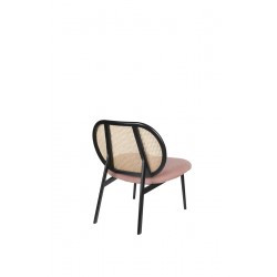Chaise lounge SPIKE rose en canne de rotin et assise en tissu - Zuiver