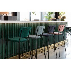 Tabourets de bar velours 75 cm Benson Zuiver - lot de 2