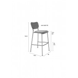 Tabourets de bar velours 75 cm Benson Zuiver - lot de 2