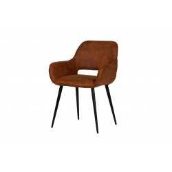 Chaise design marron Jelle imitation cuir nubuck