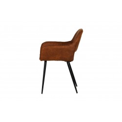 Chaise design marron Jelle imitation cuir nubuck