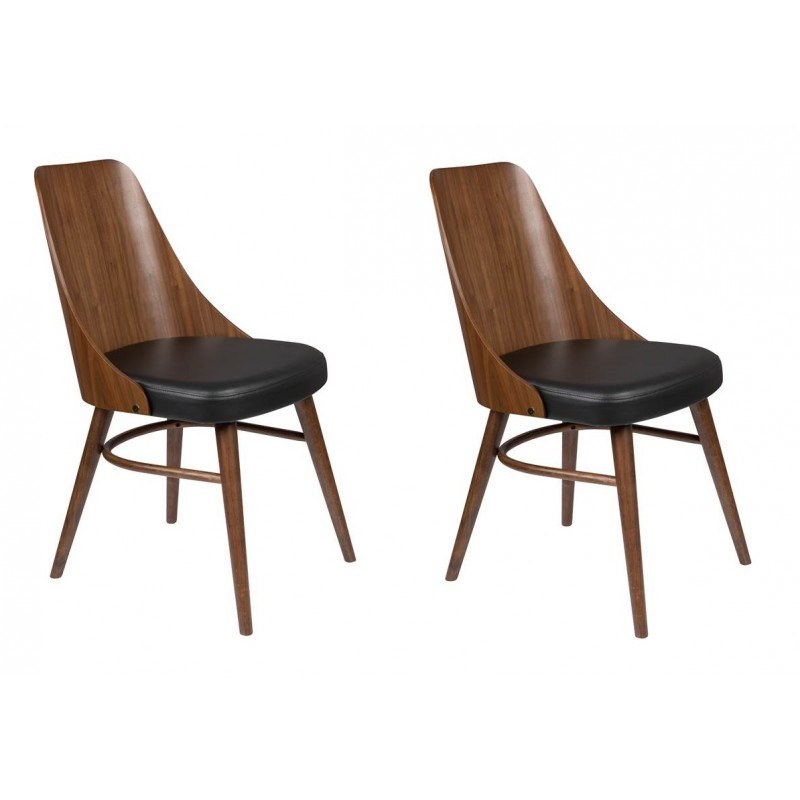 Lot 2 chaises vintages en bois assise mousse Dutchbone - CHAYA Lot 2 chaises vintages en bois assise mousse Dutchbone - CHAYA