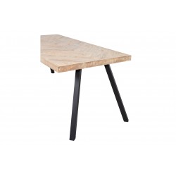 Table de repas en bois blanchit motif chevron et pieds métal "Tablo" - Woood