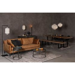 Suspension métal noir et lin blanc 40 cm MING par Dutchbone