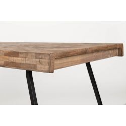 Table de salle à manger SURI teck et acier 180 cm - Boite à design