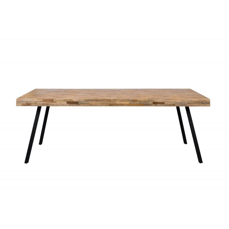 Table de salle à manger SURI bois teck et acier 220 cm - Boite à design