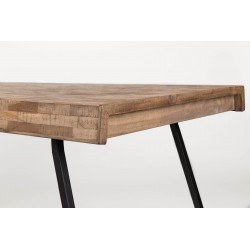 Table de salle à manger SURI teck et acier 220 cm - Boite à design
