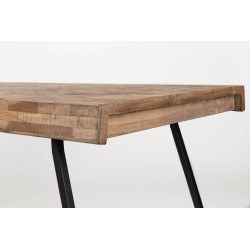 Table de salle à manger SURI teck et acier 220 cm - Boite à design