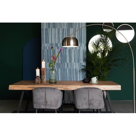 Table de salle à manger SURI bois teck et acier 220 cm - Boite à design