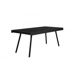 Table de salle à manger noir SURI teck et acier 220 cm - Boite à design