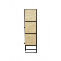 Colonne de rangement en bois et rotin Guuji