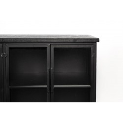 Buffet 4 portes en bois et métal noir à roulettes 120cm FERRE