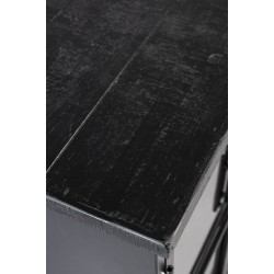 Buffet 4 portes en bois et métal noir à roulettes 120cm FERRE - Boite à design