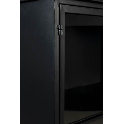 Buffet 4 portes en bois et métal noir à roulettes 120cm FERRE - Boite à design