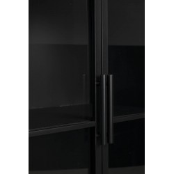 Buffet 4 portes en bois et métal noir à roulettes 120cm FERRE - Boite à design