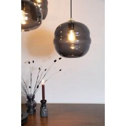 Suspension en verre gris transparent LAUREN L