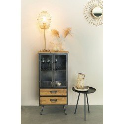 Petite vitrine industrielle bois et métal Damian - Boite à design