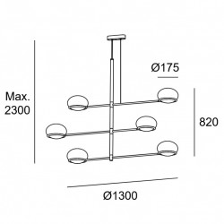 Suspension moderne design 6 lampes COCO