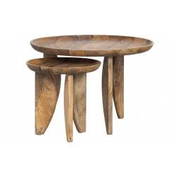 Table basse bois de manguier - high heels Set de 2 - Woood