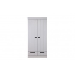 Armoire en bois gris béton 2 portes 2 tiroirs Connect - Woood