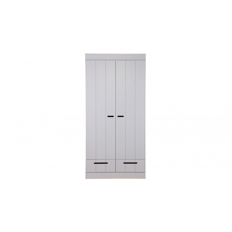 Armoire en bois gris béton 2 portes 2 tiroirs Connect - Woood Armoire en bois gris béton 2 portes 2 tiroirs Connect - Woood