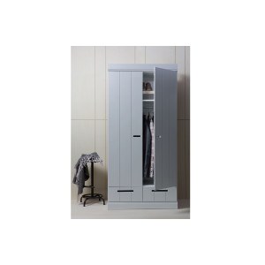 Armoire en bois gris béton 2 portes 2 tiroirs Connect - Woood