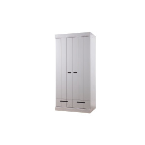 Armoire en bois gris béton 2 portes 2 tiroirs Connect - Woood