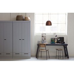 Armoire en bois gris béton 2 portes 2 tiroirs Connect - Woood