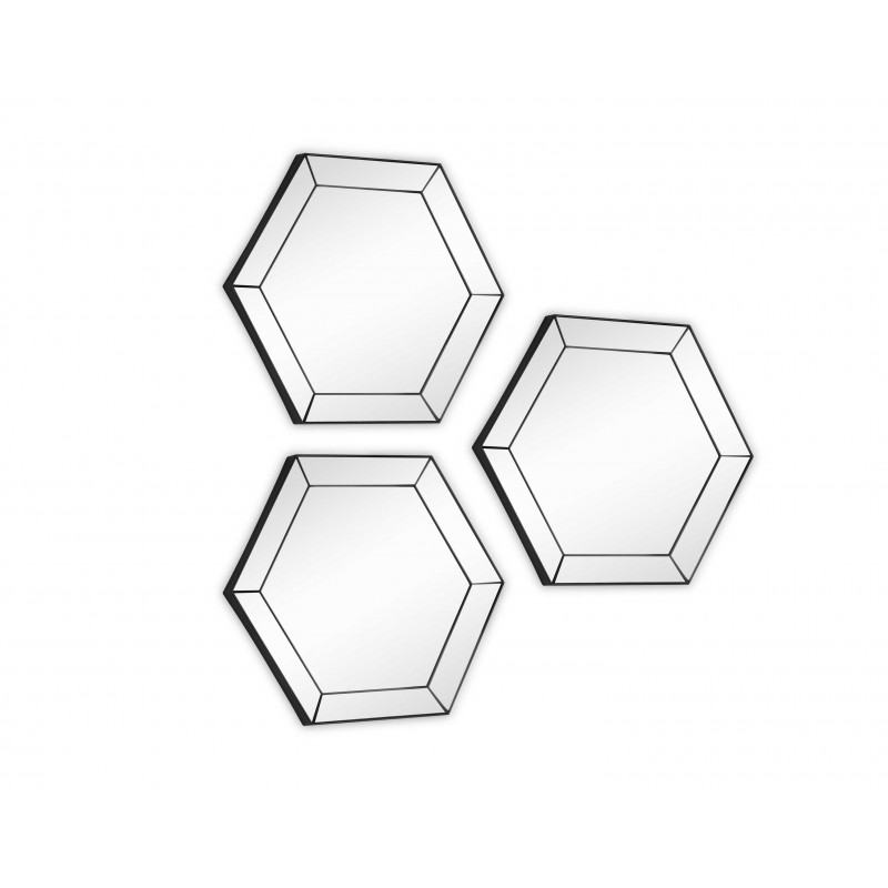 Set de 3 miroirs hexagone vintage ALEXA Set de 3 miroirs hexagone vintage ALEXA