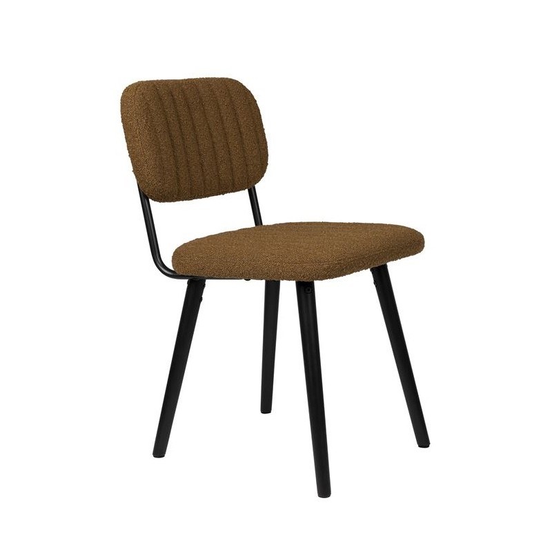 Chaise rétro tissu bouclé marron JAKE - Boite à design Chaise rétro tissu bouclé marron JAKE - Boite à design